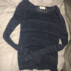 Hollister Navy Sparkly Sweater With Lace Back